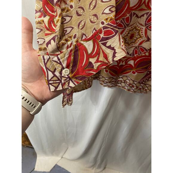 Talbots Silk Linen Geometric Medallion Print Tunic 3/4 Sleeve Lightweight 18W - Picture 7 of 8